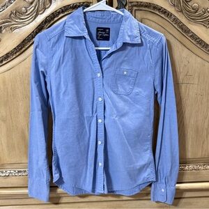 American Eagle Outfitters Girl  Blue Button-Down Shirt, Size Small